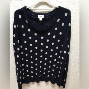 Old Navy Polkadot Classic Crew Neck Sweater in Navy with White - Unisex Style